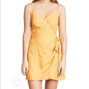 Moon River Yellow Tangerine Wrap Mini dress